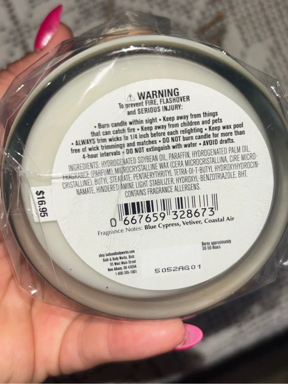 (2026) Bath & Body Works Ocean Candle - Navy Blue